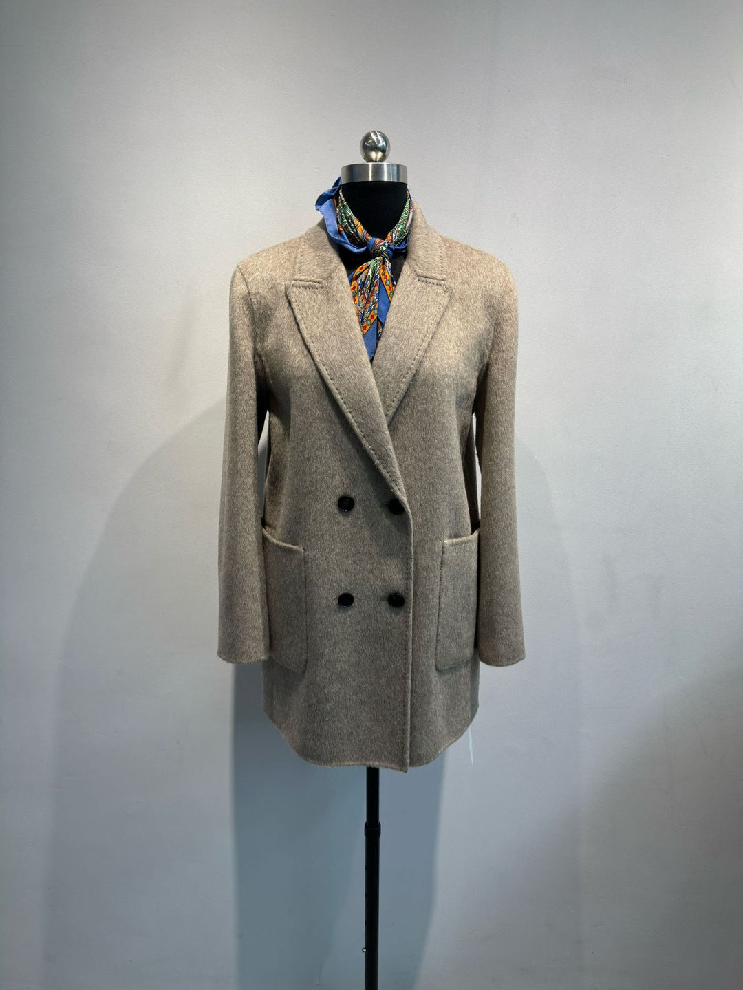 Damen Strukturierter Doppelreihiger Wollmischung Blazer Drune
