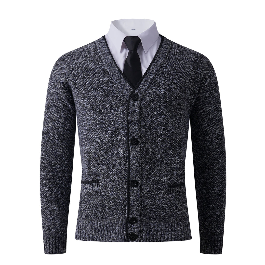 Herren Strukturierte Strickcardigan mit V-Ausschnitt, Knopfleiste und Eingrifftaschen Drune