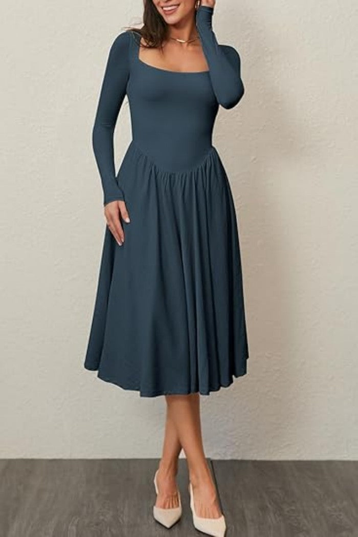 Damen Elegantes Langarm-Sommerkleid Drune