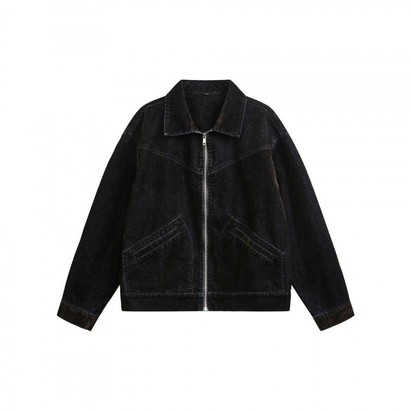 Herren Kastige Cord-Blousonjacke mit Metallreißverschluss, Hemdkragen und schrägen Eingrifftaschen Drune