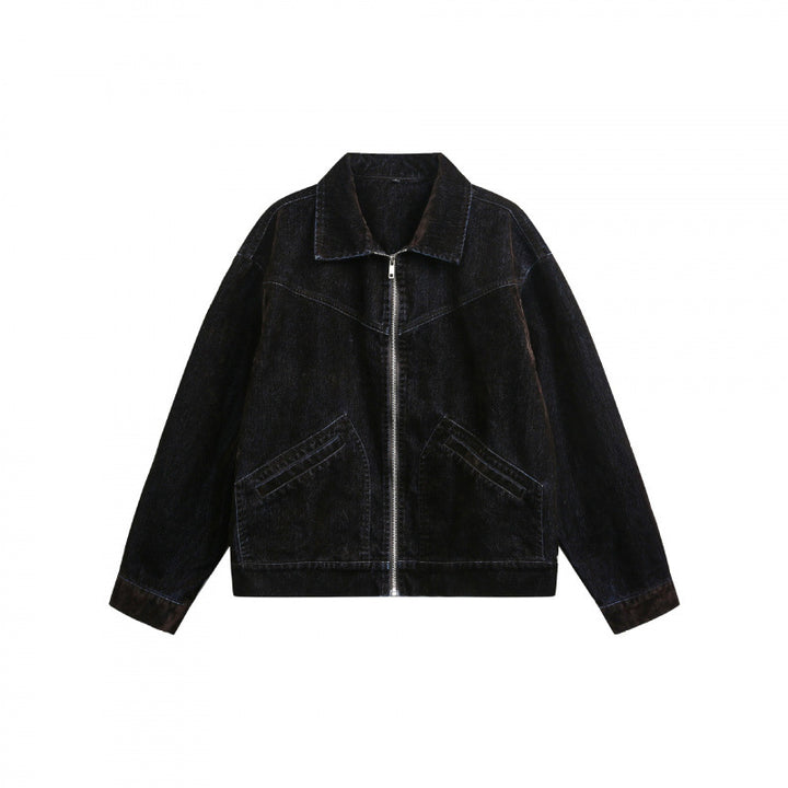 Herren Kastige Cord-Blousonjacke mit Metallreißverschluss, Hemdkragen und schrägen Eingrifftaschen Drune