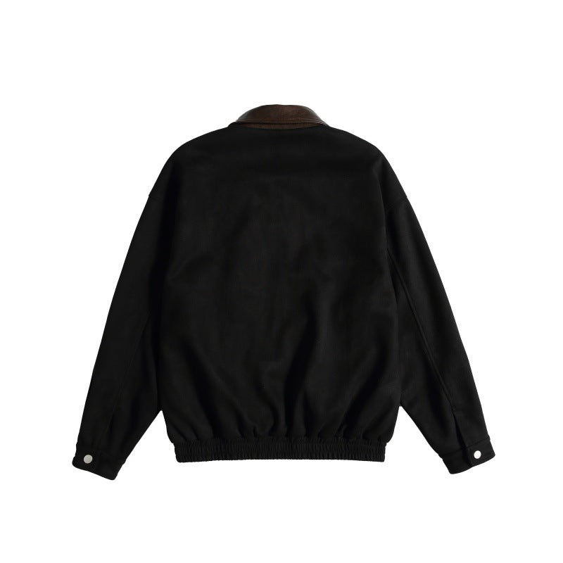 Damen Kurz geschnittene Boxy-Blousonjacke mit kontrastierendem Kunstlederkragen Drune