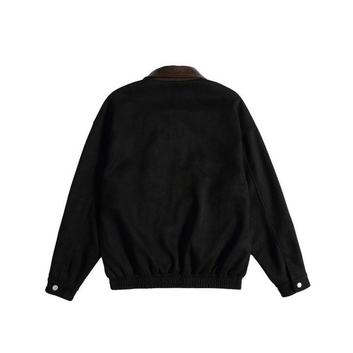 Damen Kurz geschnittene Boxy-Blousonjacke mit kontrastierendem Kunstlederkragen Drune