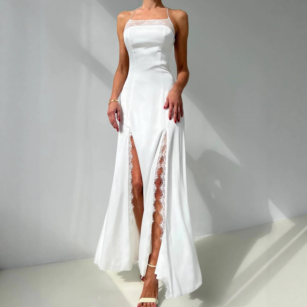 Damen Maxikleid mit floralem Muster und transparenten Einsätzen Drune