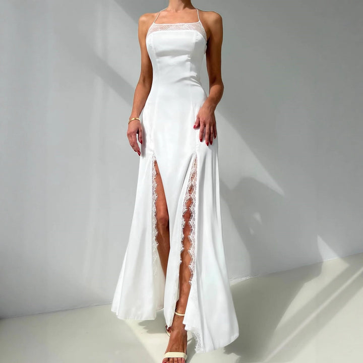 Damen Maxikleid mit floralem Muster und transparenten Einsätzen Drune