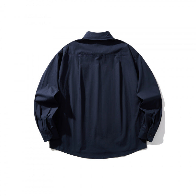 Herren Boxy-Overshirt mit Brusttasche und Hemdkragen aus leichtem Baumwollmix Drune