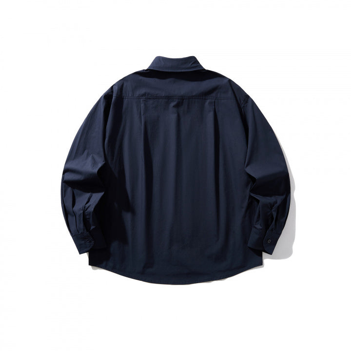 Herren Boxy-Overshirt mit Brusttasche und Hemdkragen aus leichtem Baumwollmix Drune