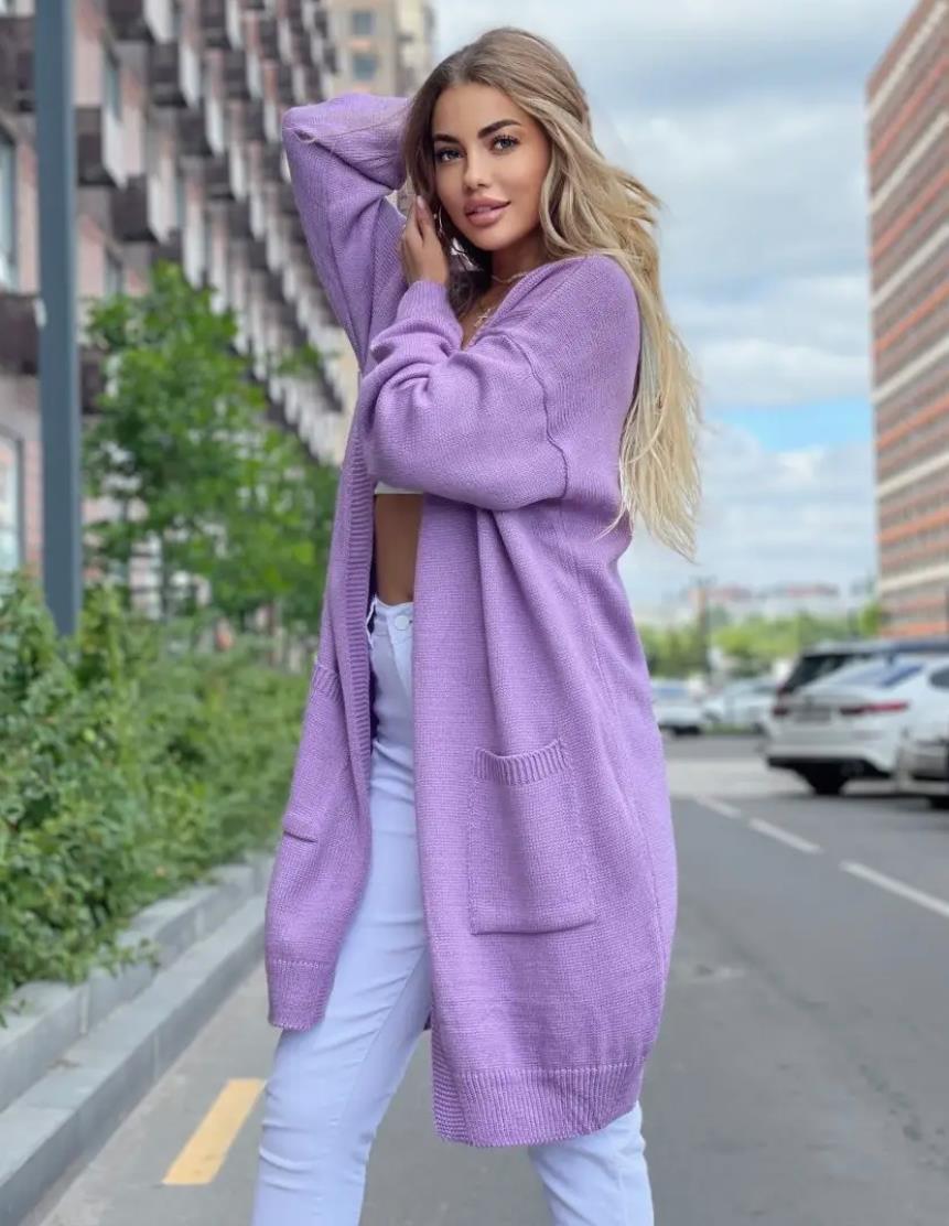 Drune | Strickjacke Lockere Passform Offene Front Taschen Langes Modell