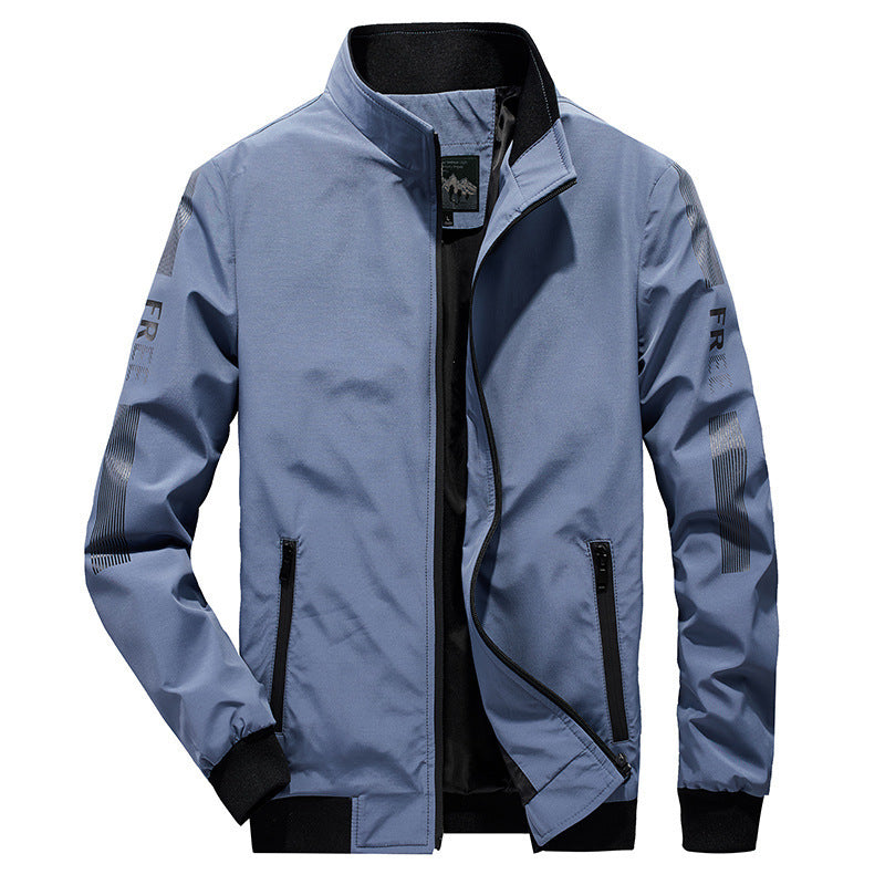 Herren Leichter Softshell-Bomber mit reflektierenden Ärmeldetails und hohem Stehkragen Drune