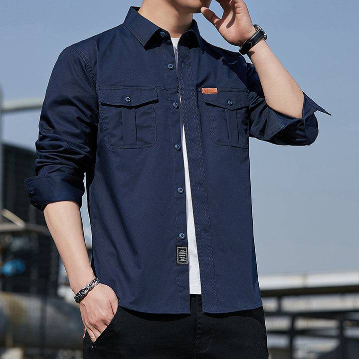 Herren Hemdjacke im Utility‑Stil mit Brustpattentaschen Drune