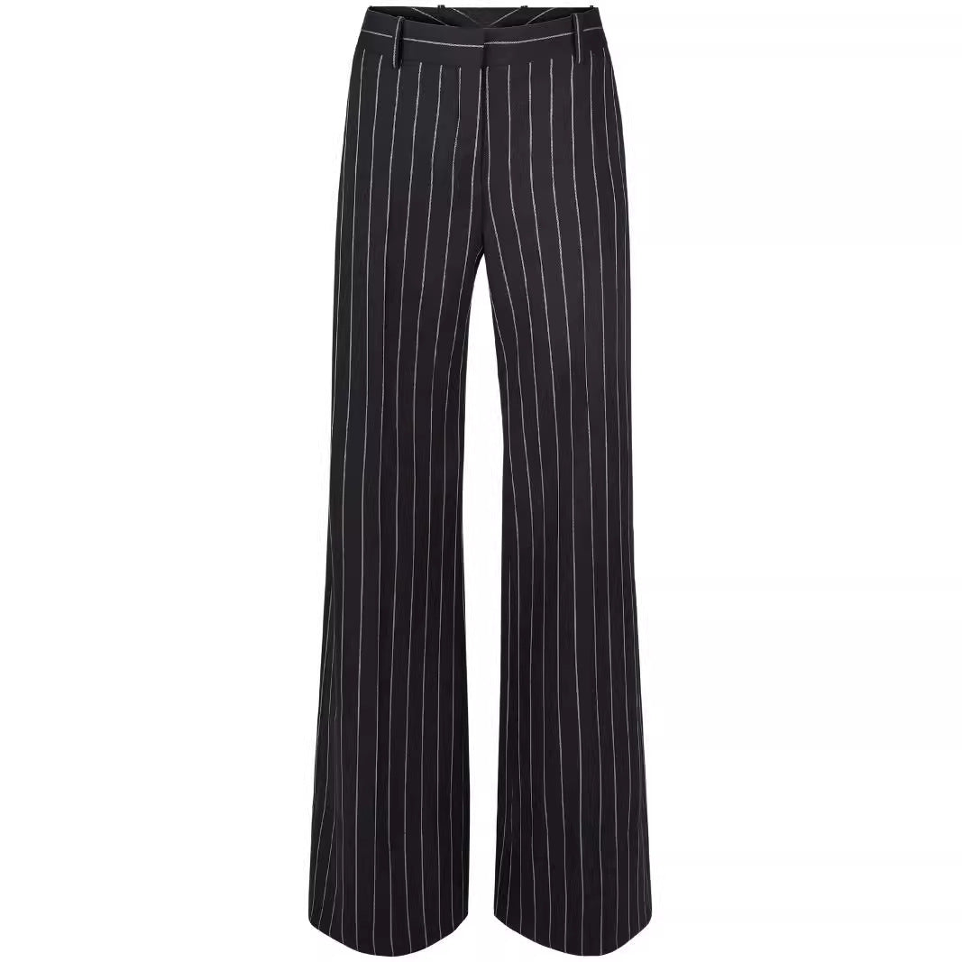 Damen Hochtaillierte weite Nadelstreifen-Hose im Tailoring-Stil Drune