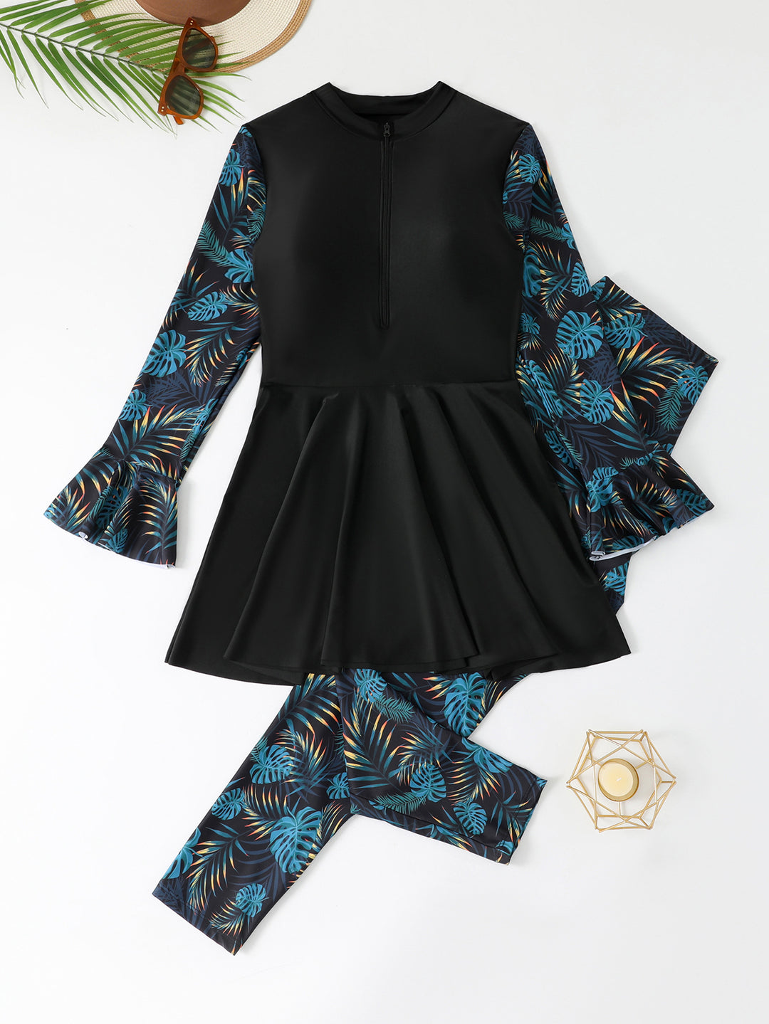 Damen Sportlicher Schwimmanzug mit voluminösem Rock Drune