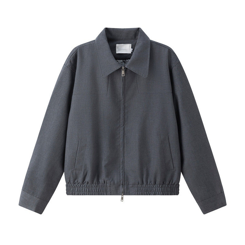 Unisex Leichte Übergangsblousonjacke mit Hemdkragen, Zwei-Wege-Reißverschluss und elastischem Saum Drune