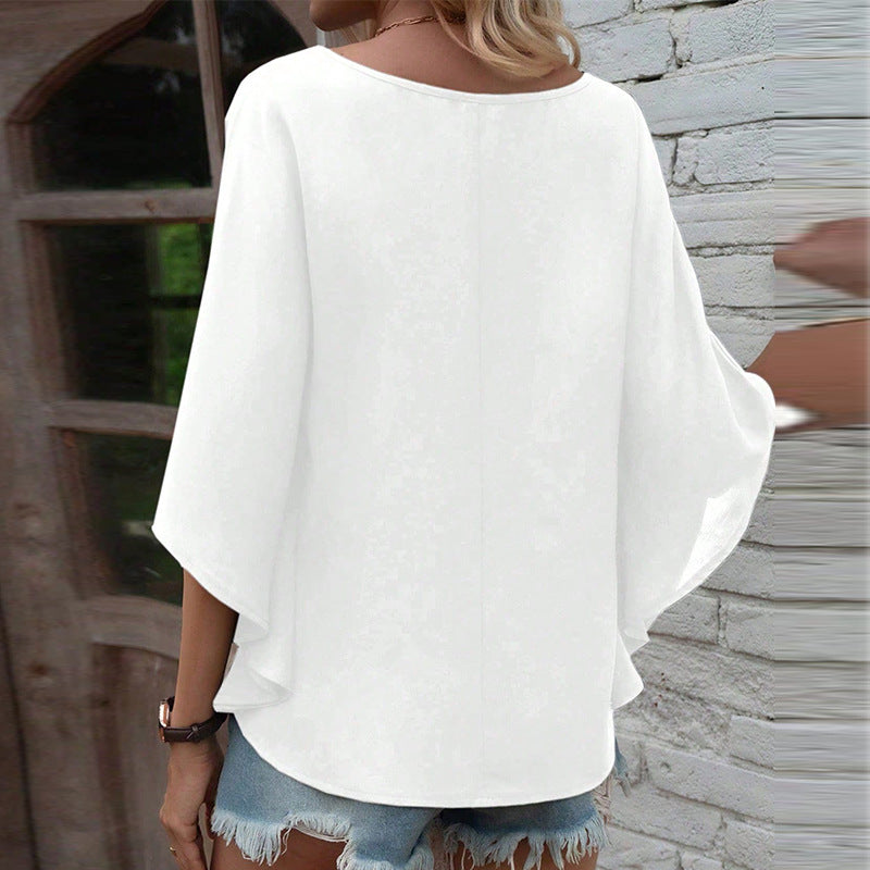 Damen Oversized V-Ausschnitt Top mit lässigem Schnitt Drune