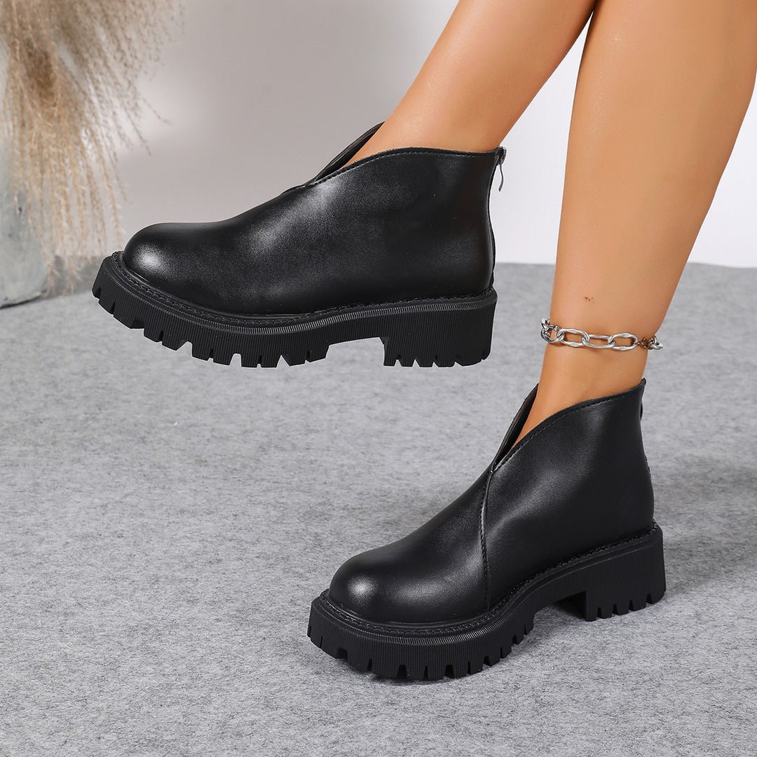 Damen Modische Chelsea-Boots mit trendigem Plateau und rutschfester Sohle Drune