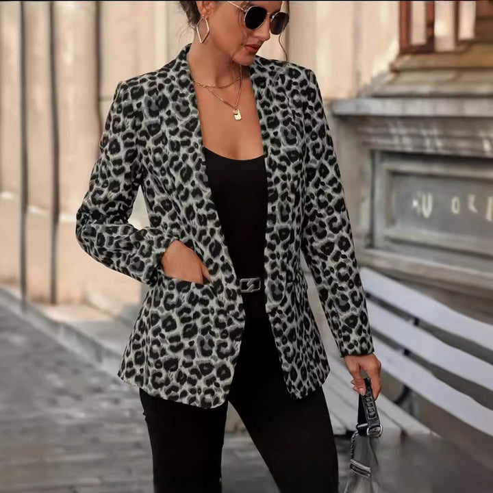 Damen Blazer im trendigen Animal-Print mit elegantem Revers und praktischen Taschen Drune