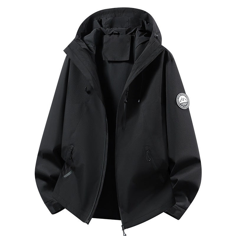 Unisex ultraleichter wasserdichter Kapuzenblouson mit verschweißten Nähten und Brust-Reißverschluss Drune