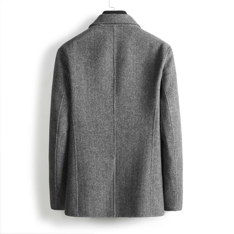 Herren Taillierter Fischgrätmuster Blazer Drune