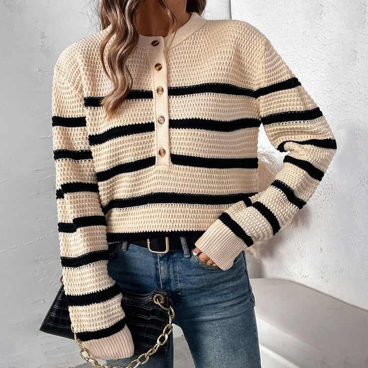 Damen Lässiger Strickpullover mit Knopfleiste Drune
