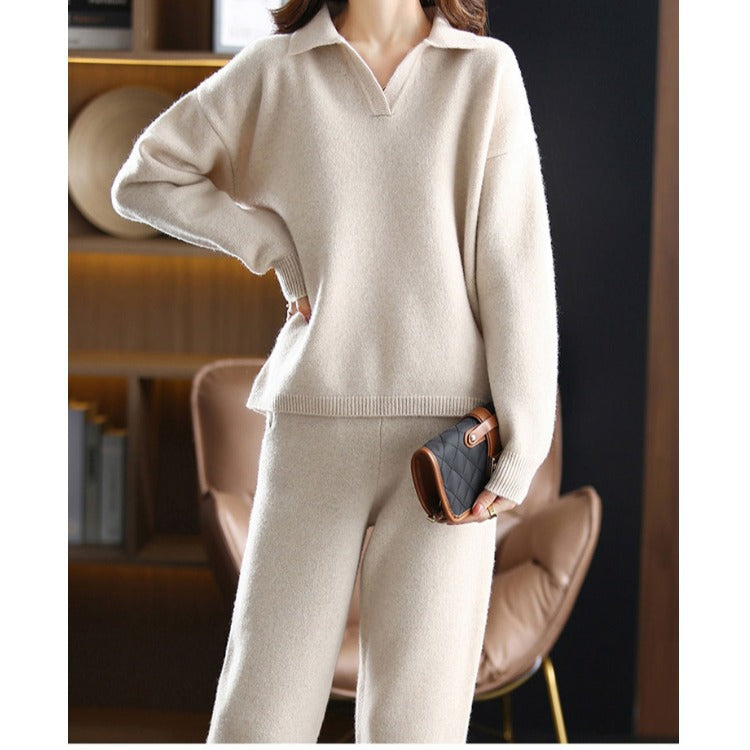 Damen bequemer Strickpullover mit modischem Kragen und lässigem Schnitt Drune