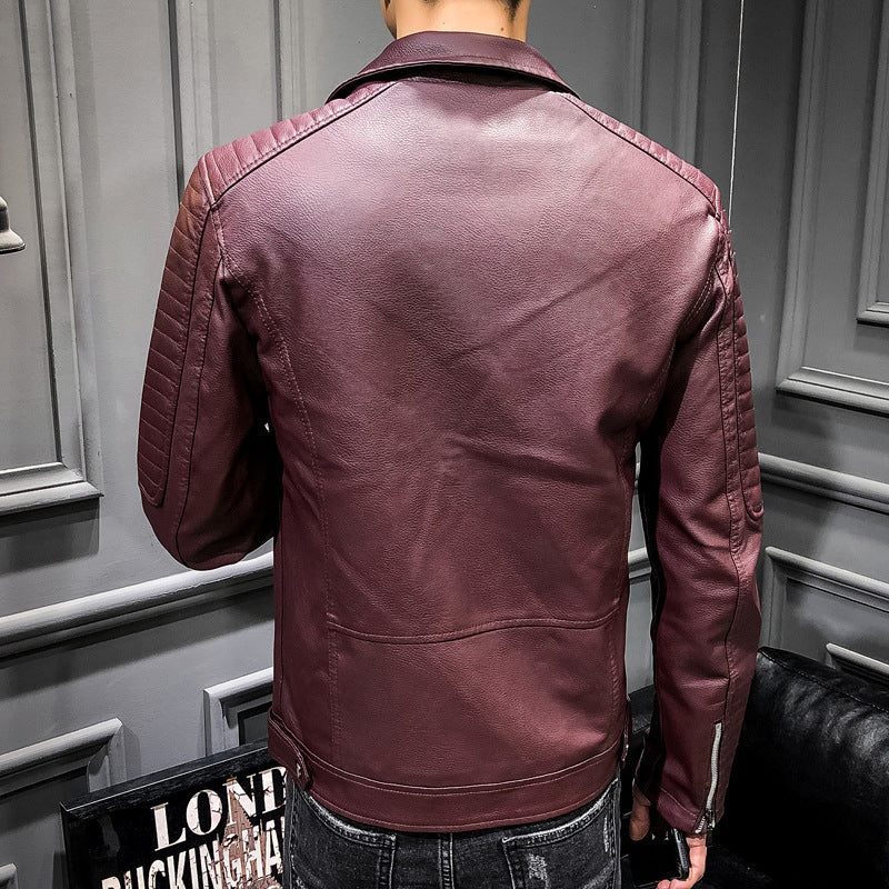 Herren Modische Bikerjacke aus hochwertigem Kunstleder Drune