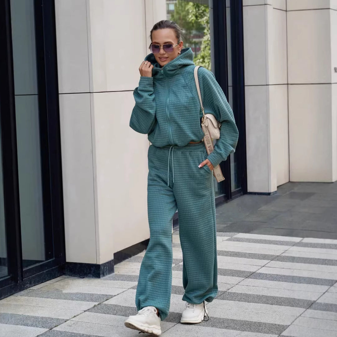 Damen bequemer Kapuzenpullover mit weitem Hosenanzug Drune