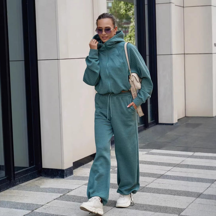 Damen bequemer Kapuzenpullover mit weitem Hosenanzug Drune