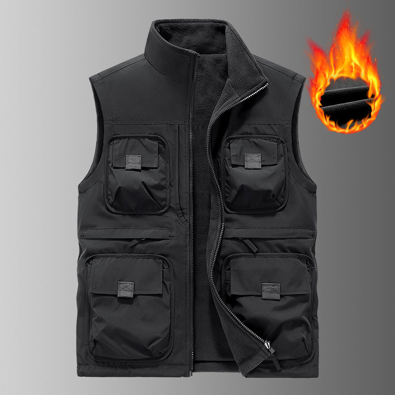 Herren Multifunktionale Thermo-Outdoorweste mit Fleece-Innenfutter und Mehrfachtaschen Drune