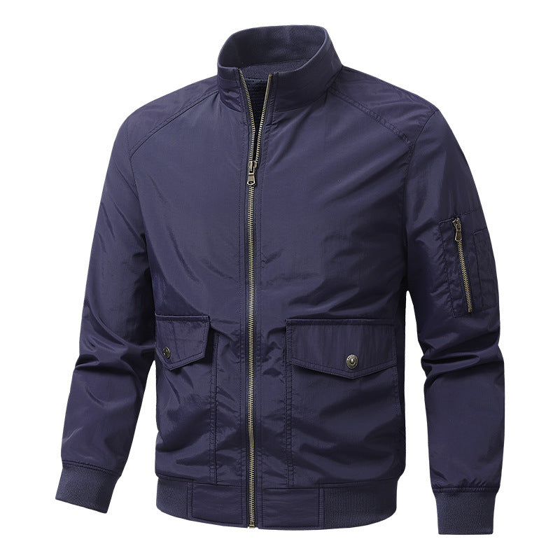 Herren Wind- und Wasserabweisende Urban-Bomberjacke mit Stehkragen und Mehrfach-Taschen Drune