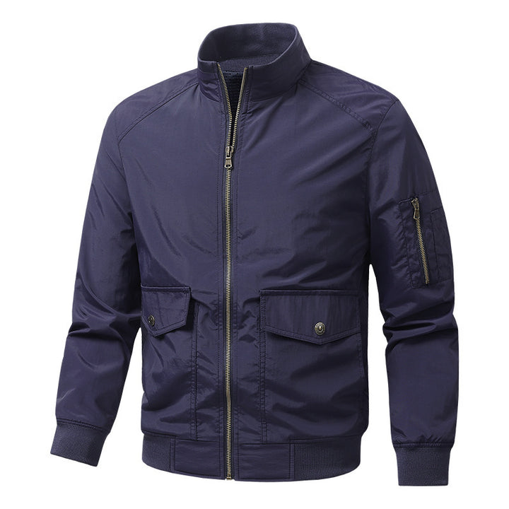 Herren Wind- und Wasserabweisende Urban-Bomberjacke mit Stehkragen und Mehrfach-Taschen Drune