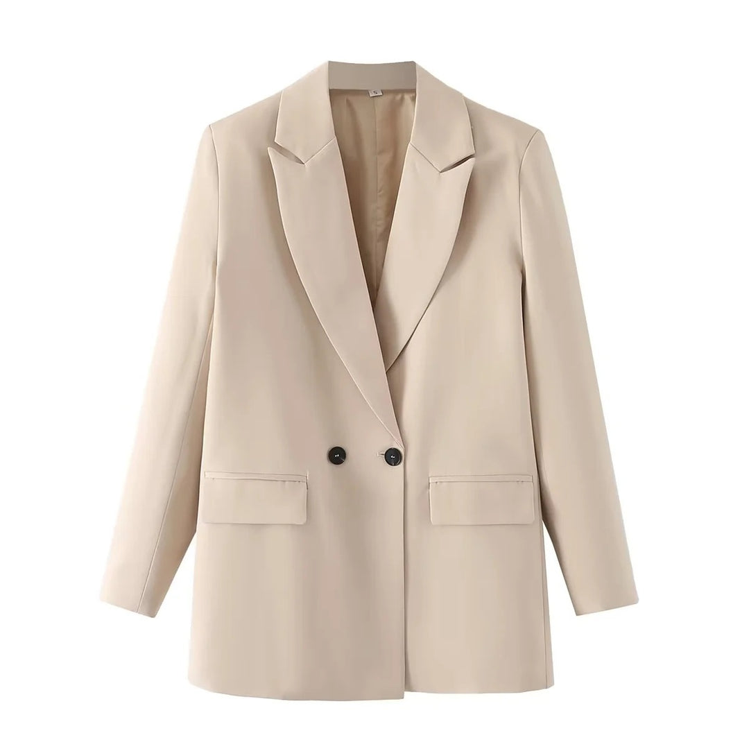 Damen Oversize Doppelreihiger Blazer mit fallendem Revers und weicher Innenfütterung Drune