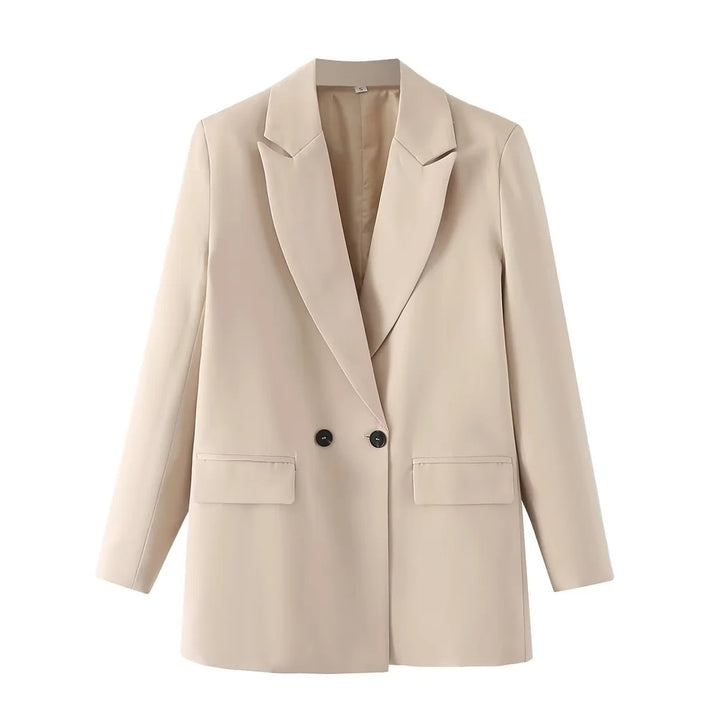 Damen Oversize Doppelreihiger Blazer mit fallendem Revers und weicher Innenfütterung Drune