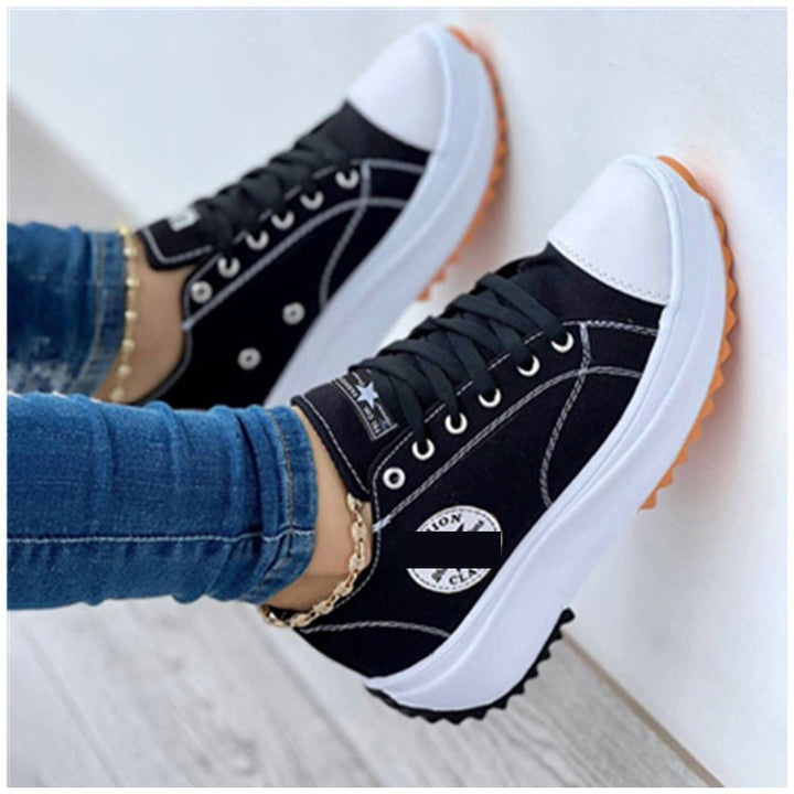 Damen Plateau-Canvas-Sneaker mit profilierter Gummilaufsohle und gepolstertem Komfortfußbett Drune