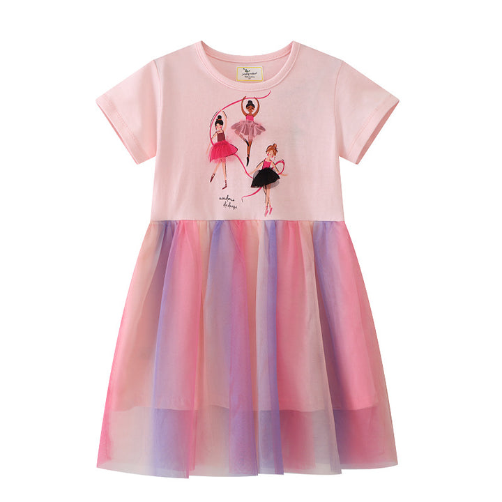 Mädchen Tüllkleid mit Ballerina-Motiv Drune