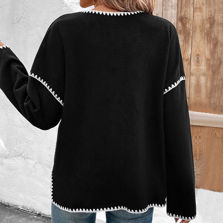 Damen Lässiger Cardigan mit Kontrastnähten Drune
