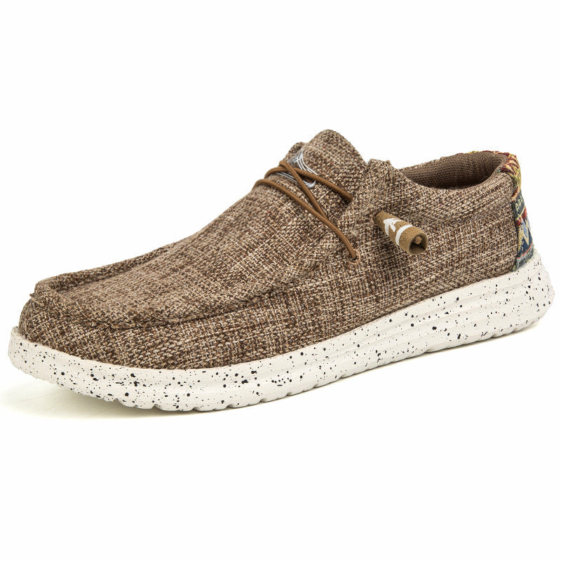 Herren Legerer Canvas-Mokassin-Slipper mit geflochtener Schnürung und gefleckter EVA-Sohle Drune