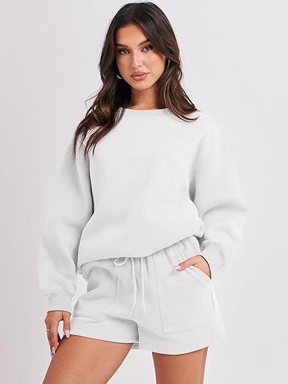 Damen Lässiges Sweatset mit Oversize‑Sweatshirt und hochgeschnittenen Shorts Drune