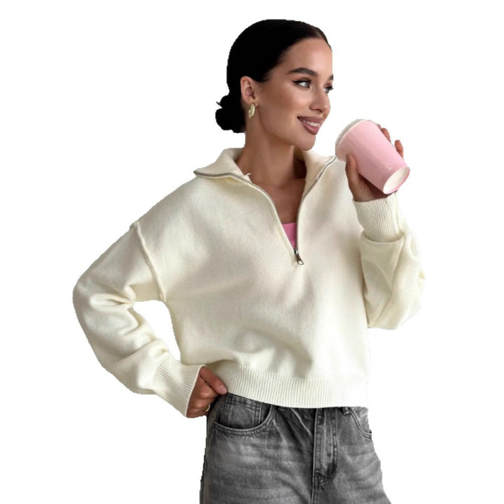 Damen Modischer Pullover mit praktischem Halbreißverschluss Drune