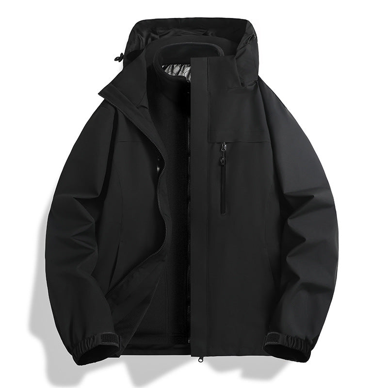 Herren Zwei-in-eins Softshell-Hybridjacke mit abnehmbarer Fleece-Innenjacke und wasserabweisender Membran Drune