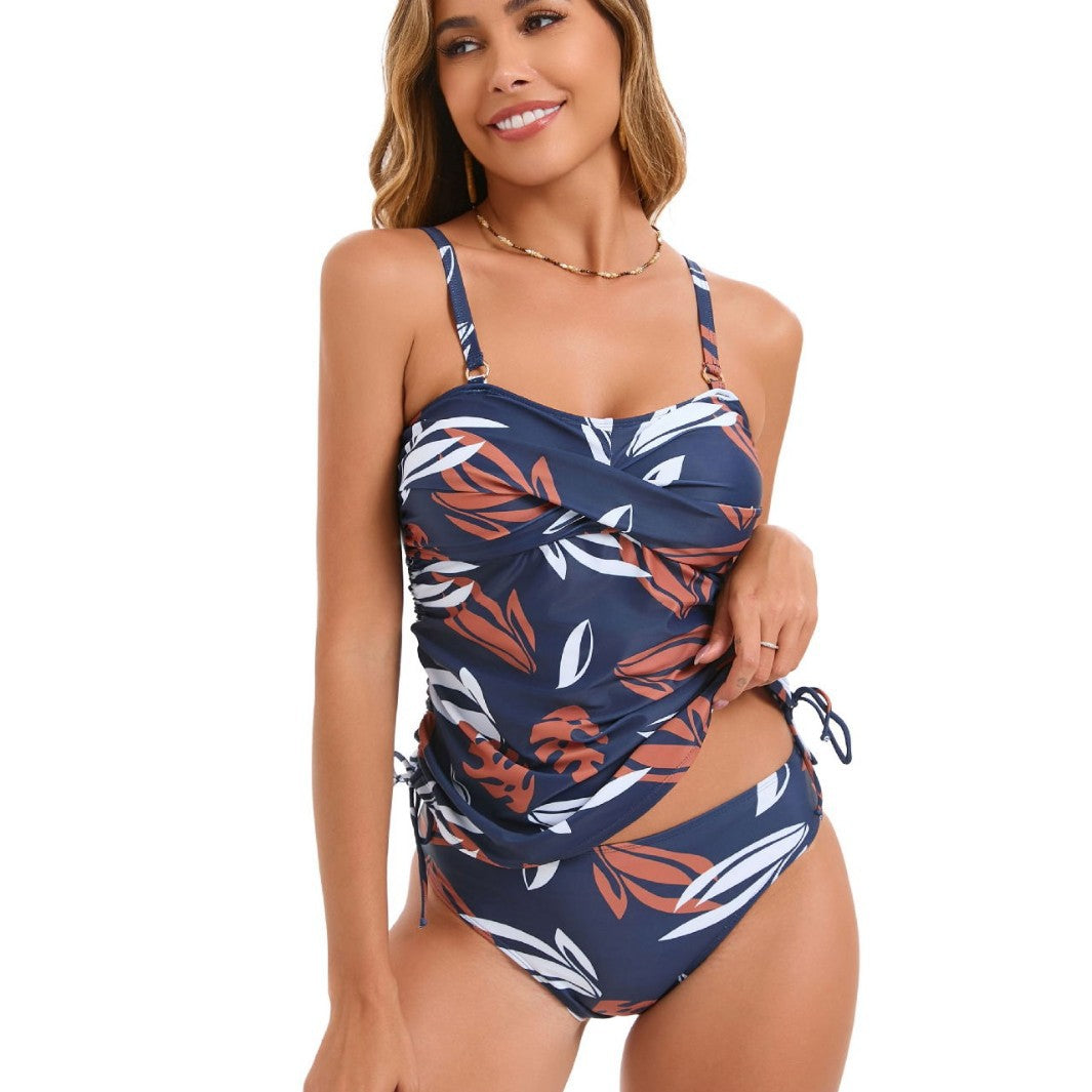 Damen Einteiler Badeanzug mit Raffung und floralem Druck Drune
