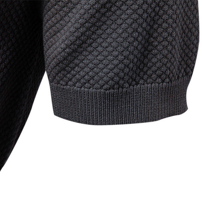 Herren nan strukturiertes Feinstrickpoloshirt mit offenem Reverskragen Drune