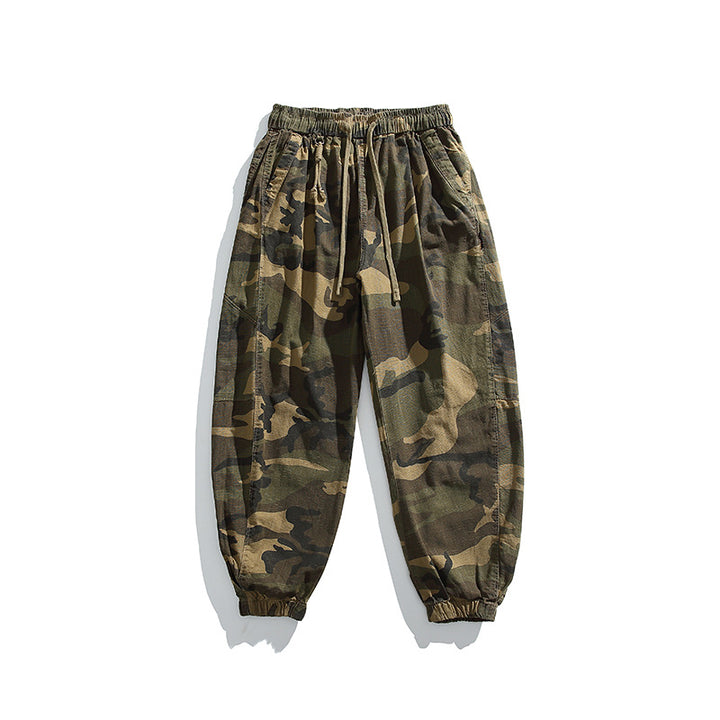 Herren Camouflage Cargohose im Jogger‑Stil mit Tunnelzugbund und elastischen Bündchen Drune