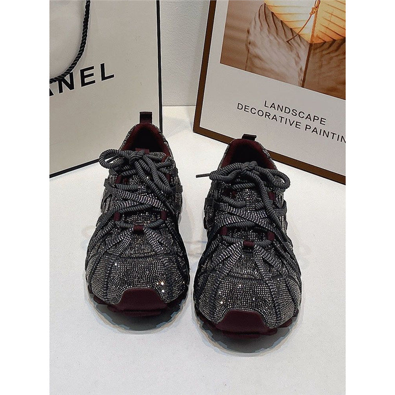 Damen Glamouröse kristallbesetzte Chunky-Sneaker mit skulpturierter Sohle Drune
