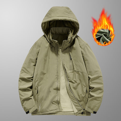 Herren Wind- und Wasserabweisende leichte Kapuzenjacke mit Thermo-Innenfutter und verdecktem Reißverschluss Drune