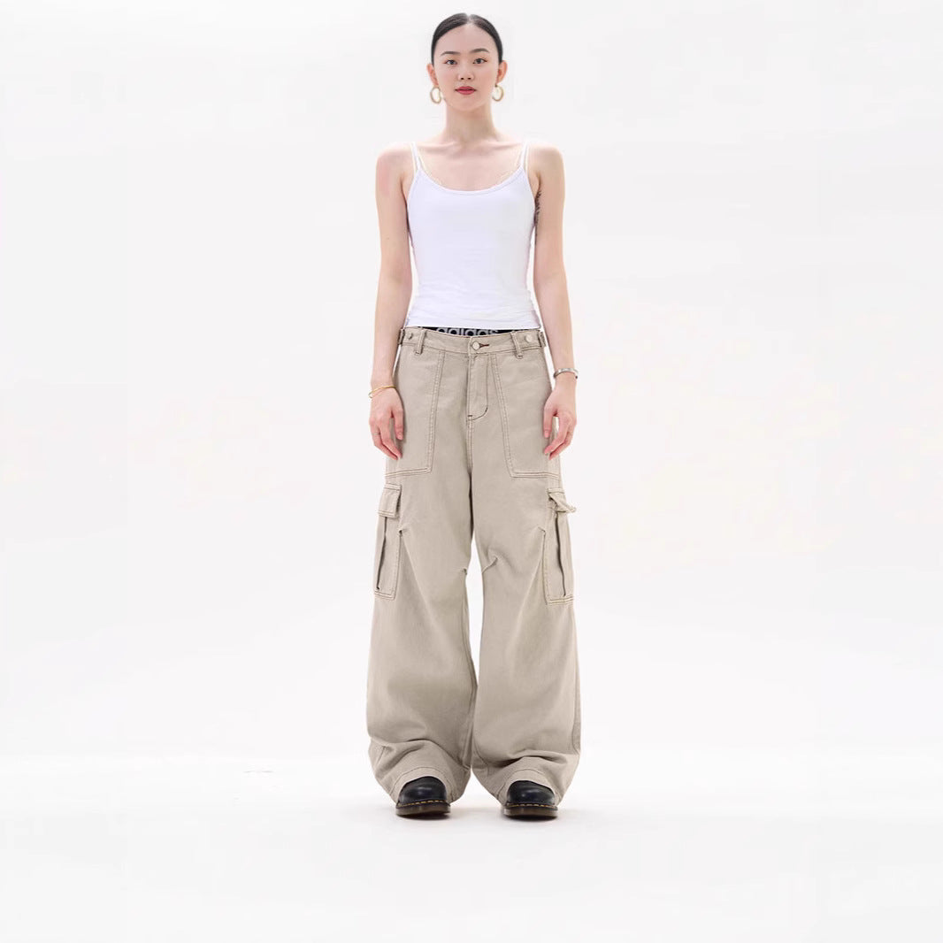 Damen Lässige Weitgeschnittene Cargo-Hose mit praktischen Taschen Drune