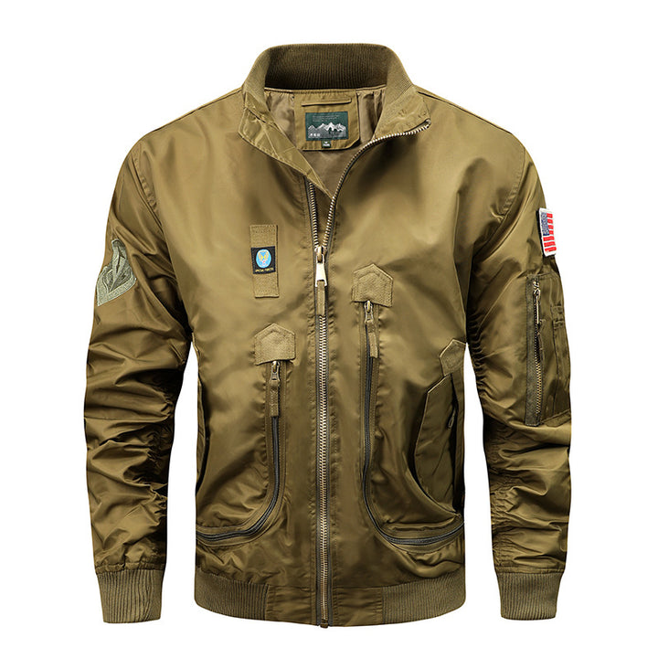 Herren Nylon-Bomberjacke im Fliegerstil mit Utility-Taschen und Ärmel-Fach Drune