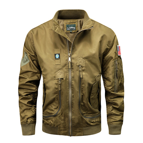 Herren Nylon-Bomberjacke im Fliegerstil mit Utility-Taschen und Ärmel-Fach Drune