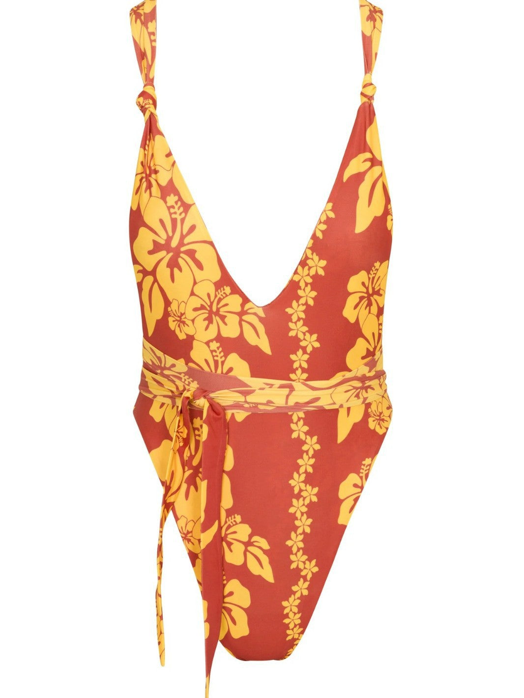 Damen Einteiler-Badeanzug mit tiefem V-Ausschnitt und floralem Design Drune