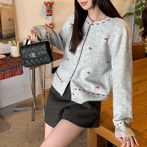 Damen Kuschelige Strickjacke mit detaillierter Gartengestaltung Drune