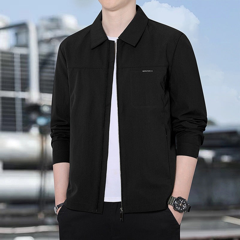 Herren leichte urbane Übergangsjacke mit Reißverschluss, Stehkragen und minimalistischem Design Drune